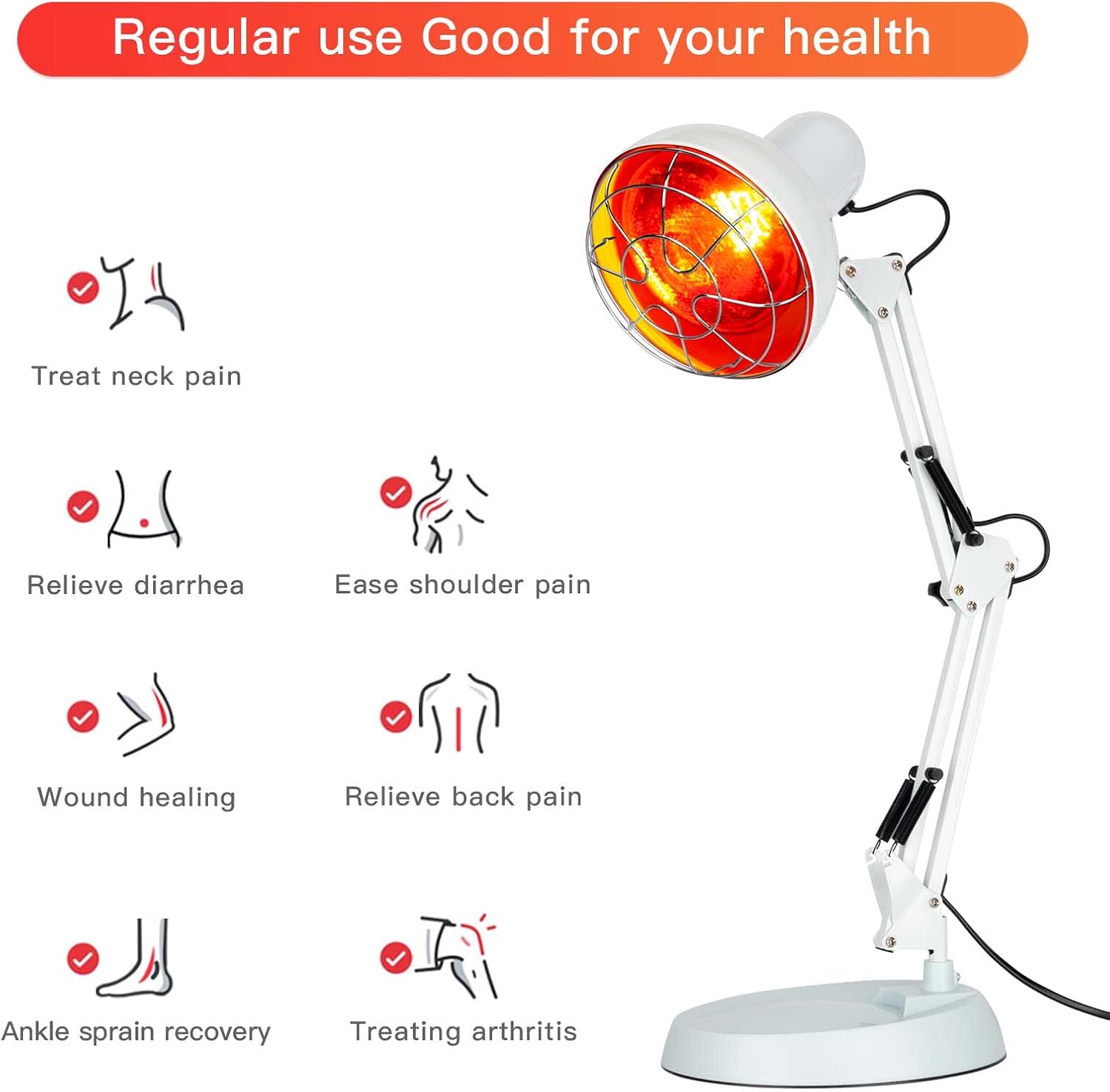 Red Light Therapy Lamp, Infrared Light Therapy Red Light & Near Infrared Light Set Heat Lamp, Infrared Lamp Therapy for Skin Care, Muscle Recovery