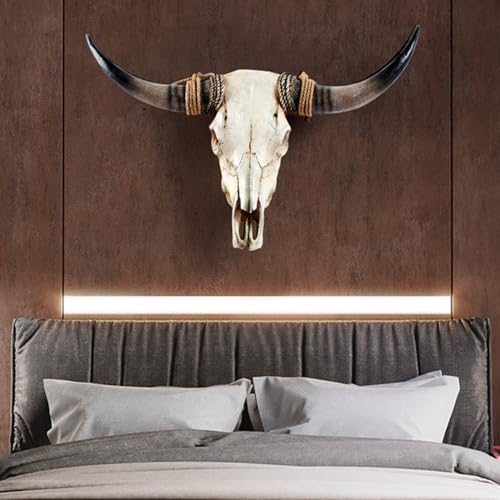 Ysjndasm Long Horns Wall Decor Cow Skull Wall Hanging