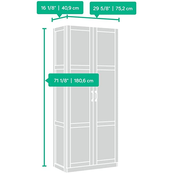 Sauder 419496 Miscellaneous Storage Storage Cabinet, L: 29.61" x W: 16.02" x H: 71.50", Cinnamon Cherry finish Cinnamon Cherry Finish Storage Cabinet