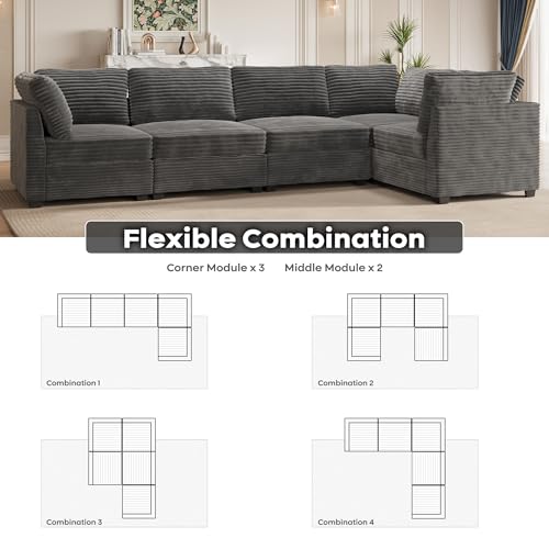 ovios 130.7" Modular Sectional Sofa Couch, U-Shaped Cloud Couches with 2 Ottomans Chaise