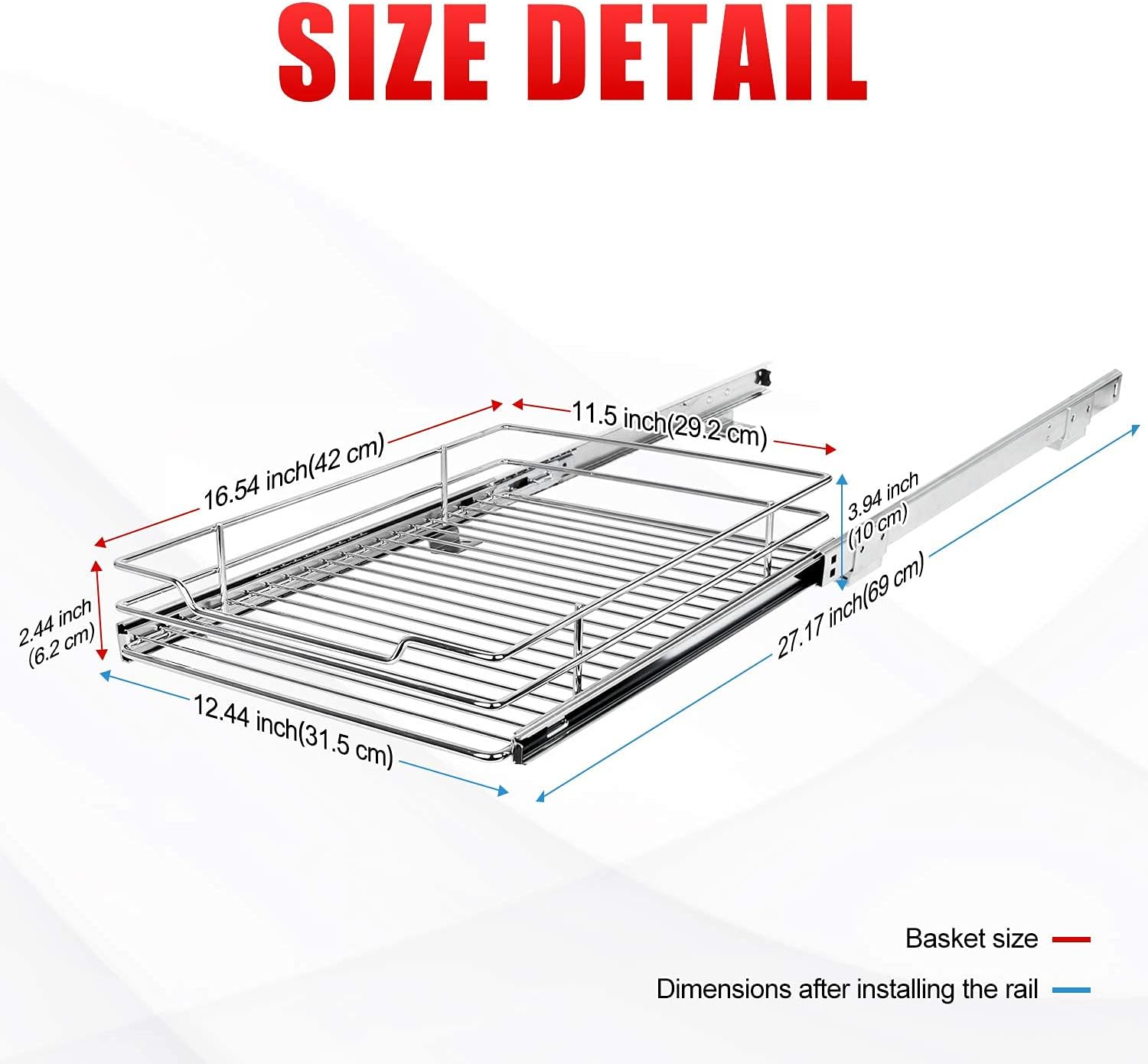 G-TING Pull Out Cabinet Organizer, Heavy Duty Slide Out Pantry Shelves Sliding Drawer Storage for Home, Kitchen, Bathroom, 12.44 W x 16.54 D