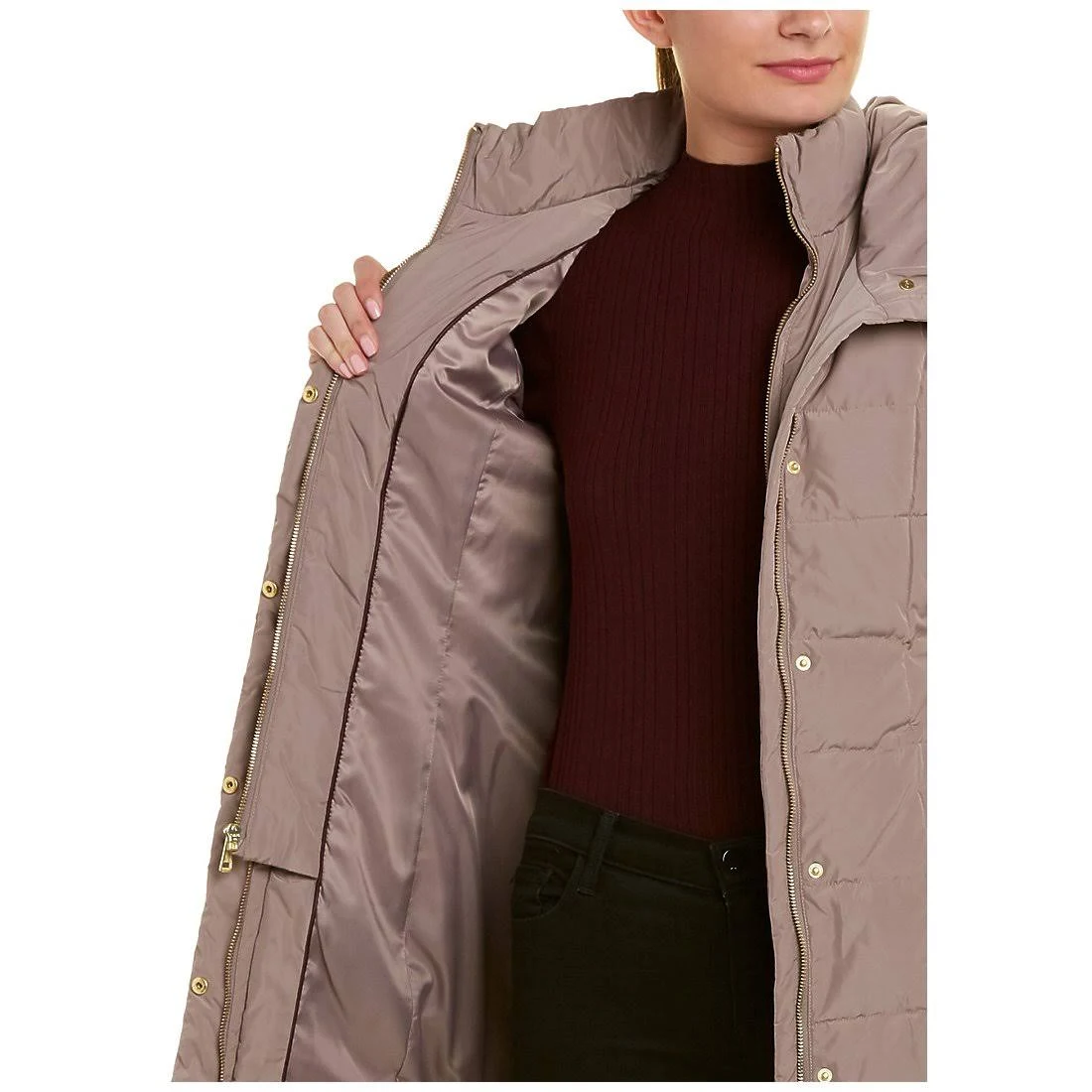 Cole Haan Hooded Down Puffer Coat - Cashew
