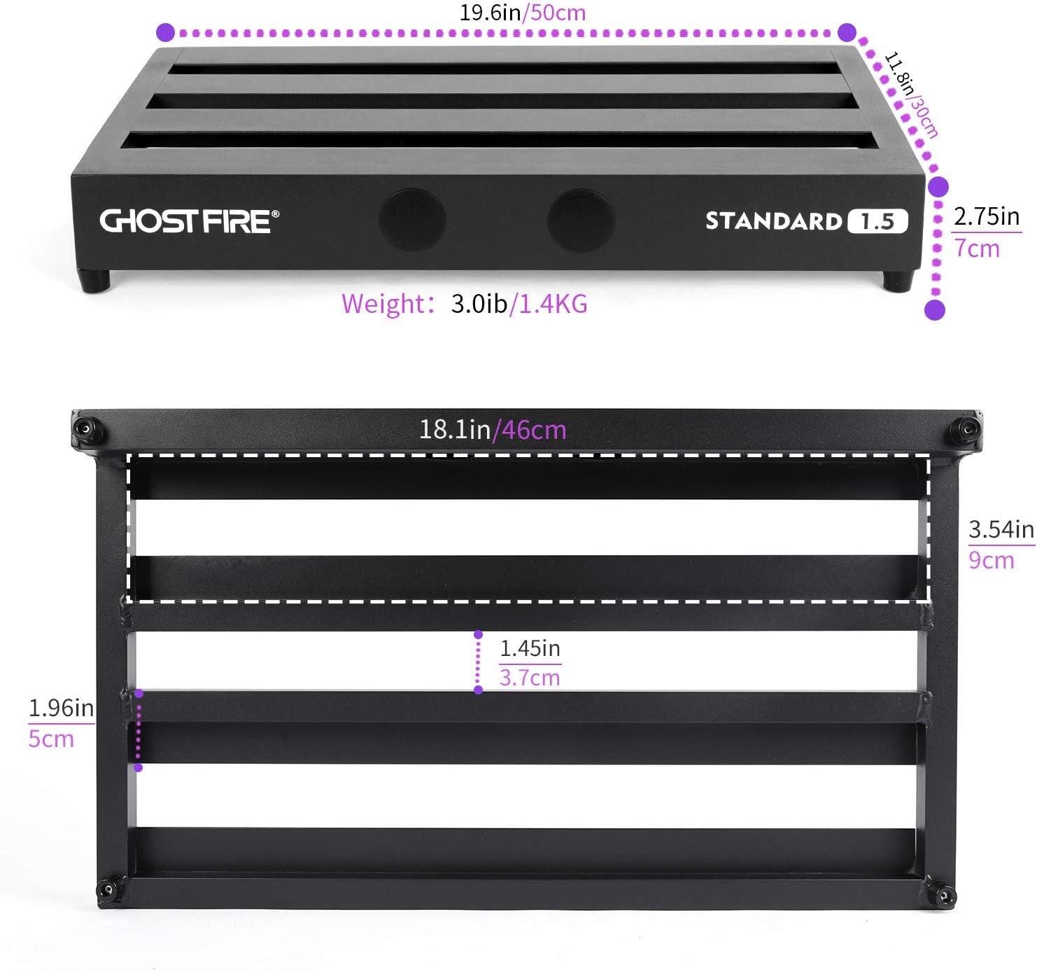 Ghost Fire Guitar Pedal Board Aluminum Alloy Effect Pedalboard with Carry Bag,V series (V-BABY MAX（Deluxe Edition）)