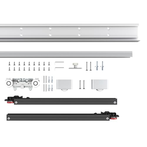 Ghost Concealed Soft Close Sliding Barn Door Track Floating Back Hidden Sliding Door Rail Set (100cm(3.3ft) kit)
