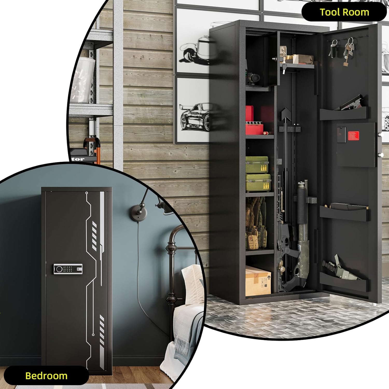 KAER 8-12 Gun safes,Rifle Safe,Gun Safes for Home Rifle and Pistols, Long Gun Safe for Rifle Shotgun for Home,Quick Access Rifle Safes