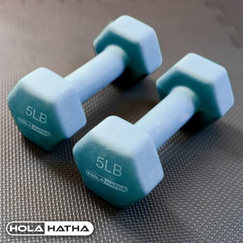 HolaHatha Neoprene Dumbbell Free Hand Weight Set with Rack, Ideal for Home Exercises to Gain Tone and Definition