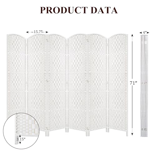 Room Divider, Room Dividers and Folding Privacy Screens, 16in Privacy Screen, 6 Panel Temporary Wall Partitions, 6ft Space Separation Panel Screen