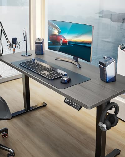 ErGear Height Adjustable Electric Standing Desk, 48 x 24 Inches Sit Stand up Desk, Memory Computer Home Office Desk with Two-Piece Desktop (Walnut)