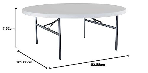 Lifetime 22673 Folding Round Table, 6 Foot, White Granite
