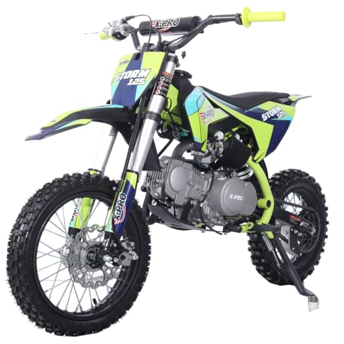 X-PRO Storm 125cc Zongshen Brand Engine Dirt Bike with 4-Speed Semi-Automatic Transmission, Kick Start, Big 14"/12" Tires! (Black)