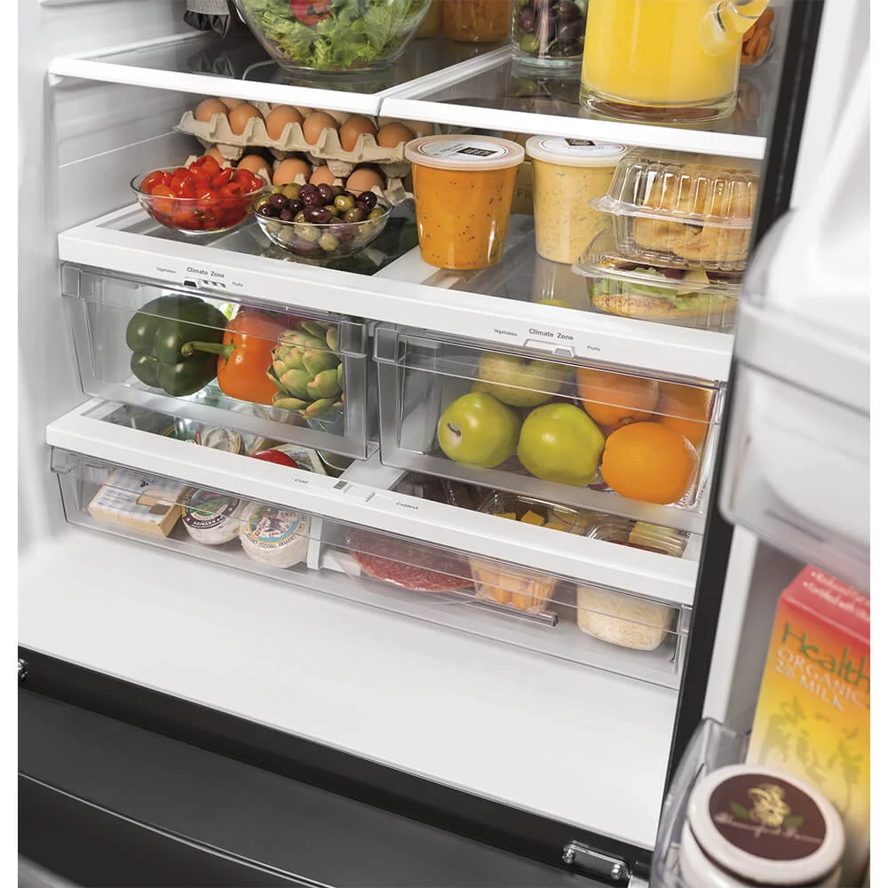 GE Appliances GWE19JGLWW 33 Inch Counter Depth French Door Refrigerator White
