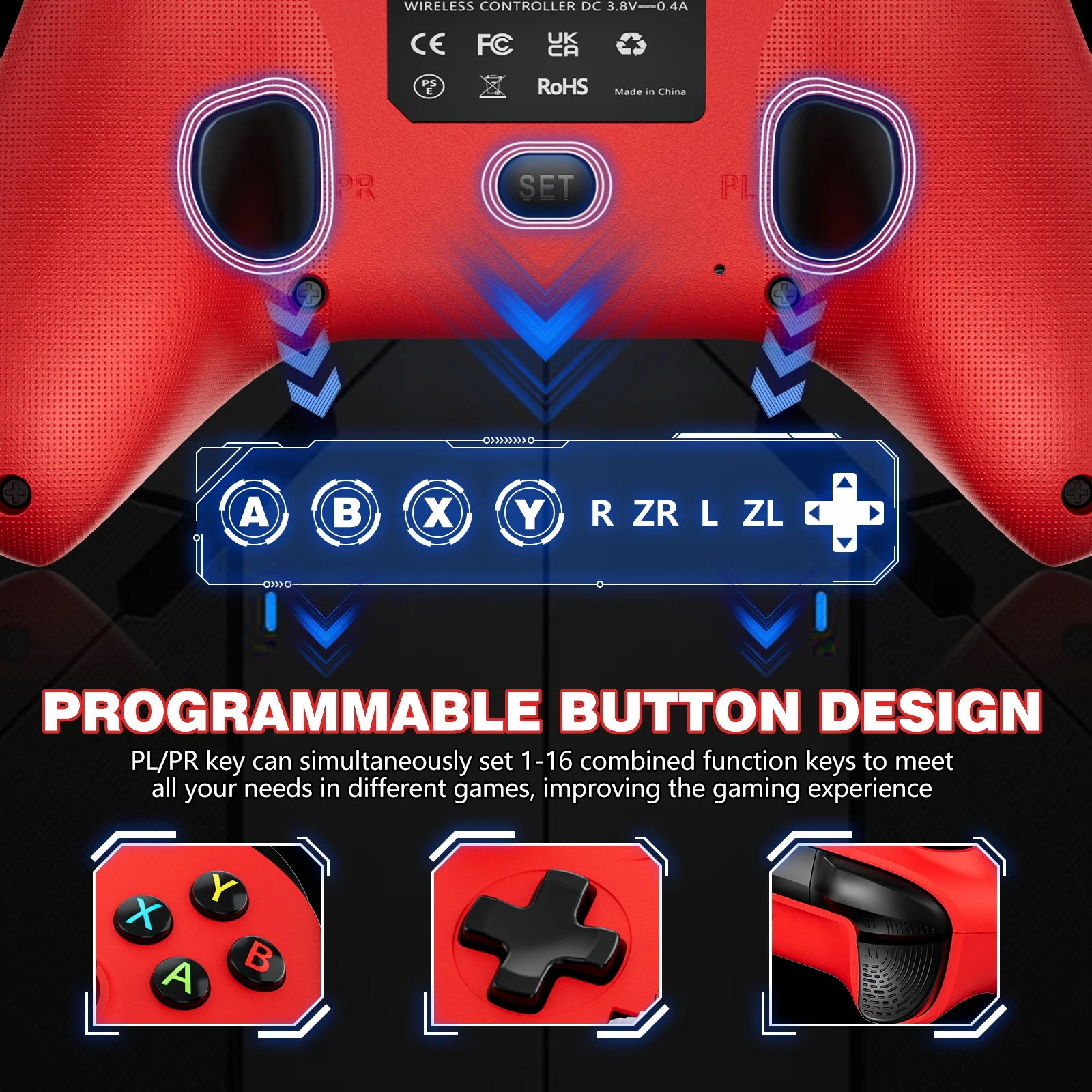 2 Pack Wireless Xbox One Controller, Compatible with Xbox One/One X/One S/Xbox Series S/Series X/PC (Blue and Red) - Curated Treasures Market