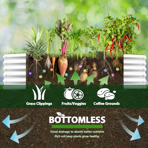 A ANLEOLIFE 8X4X1.5 ft Galvanized Raised Garden Beds Outdoor, Oval Large Metal Planter Box for Planting Vegetables Flowers Herb