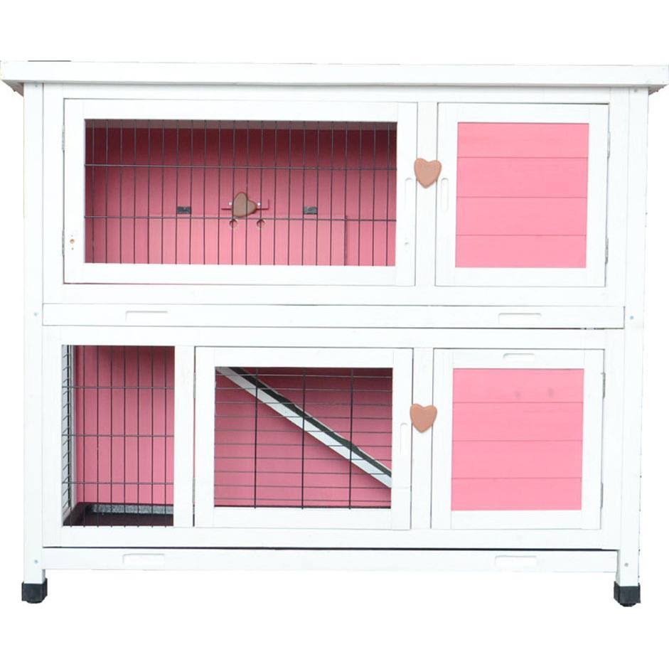 Lovupet 40x22 Wooden Rabbit Hutch Small Animal House Pet Cage Chicken Coop Pink 0323L