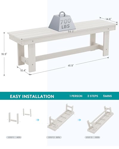 SERWALL Outdoor HDPE Dining Table Set, 7-Piece Outdoor Dining Table Sets with Umbrella Hole Cut-Out Table and 6 Chairs, Gray