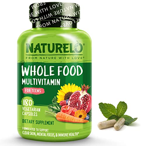 NATURELO Whole Food Multivitamin for Teens - Vitamins and Minerals for Teenage Boys and Girls - Supplement for Active Kids