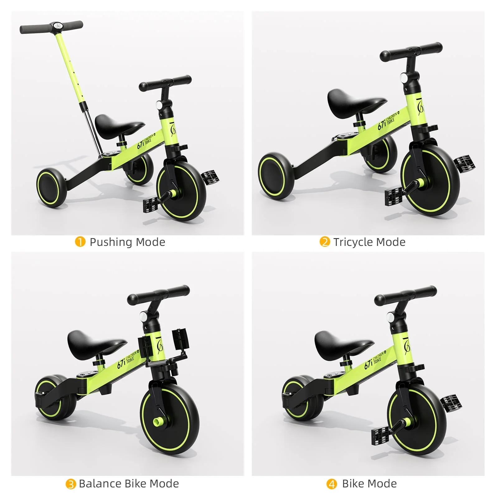 KORIMEFA Toddler Bike with Push Handle,Tricycles for 1 to 3 Years Old, Toddler Tricycle with Push Handle for Boy Girl, Baby Bike Balance Bike
