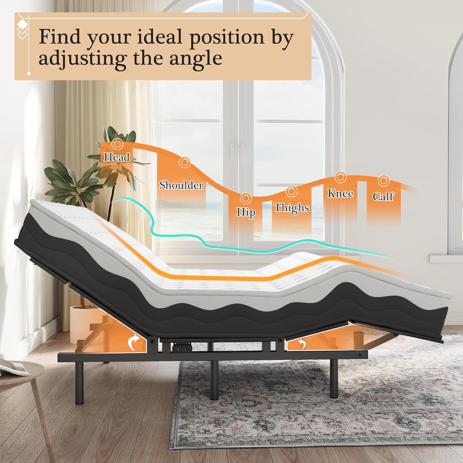 Adjustable Bed Frame -Wireless Remote -Memory Function -Adjustable Bed Base -Head and Foot Lift Incline -Zero Gravity -Quiet Motorfor Lying Down