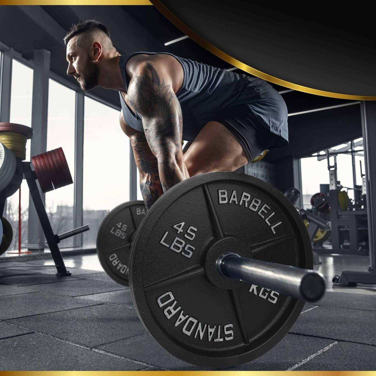 Iron Crush Cast Iron Olympic Weight Plates Free Weights With 2-inch Hole &amp; Anti-Rust Hammertone Finish - Sports Supplies Online Store