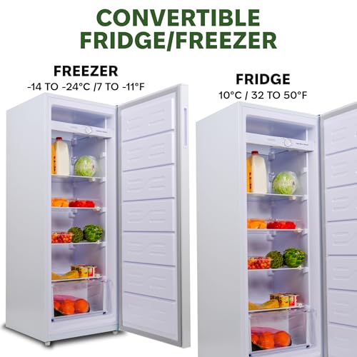 Hamilton Beach HBFRF6892-WHITE HBFRF6892 Upright Convertible Fridge/Freezer-Reversible Door-Removable Glass Shelves-Adjustable Controls-6.8 cu ft