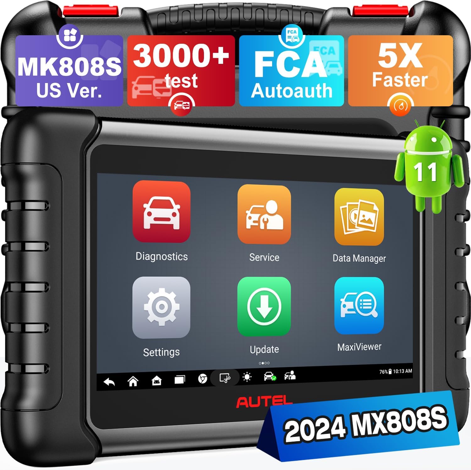 Autel MaxiCheck MX808S Scanner, 2024 Bidirectional 11OS US Ver. of MaxiCOM MK808S/ MK808Z, Function as MX900 MK900 MK900BT, 3000+ Active Test