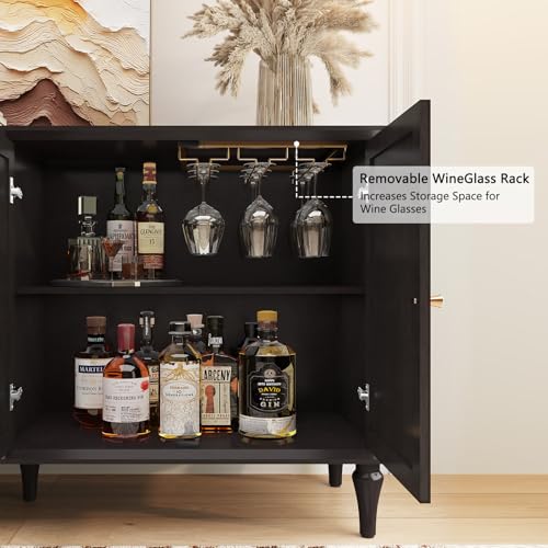 ARTPOWER Sideboard Buffet Cabinet with Storage, 58'' Mid-Century Modern Storage Cabinet with 4 Doors and Adjustable Shelves
