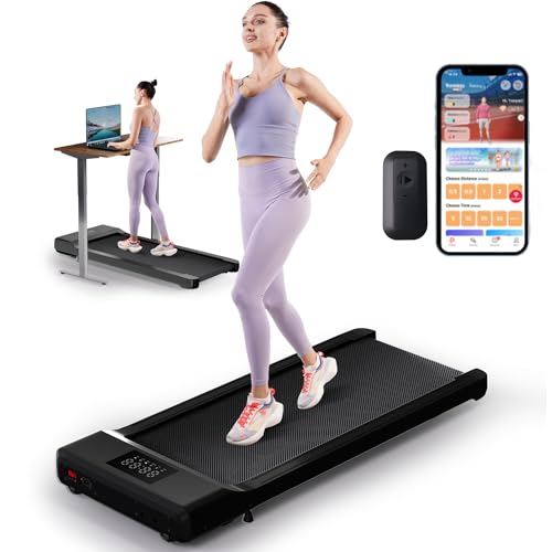 DeerRun Walking Pad 2 in 1 Under Desk Treadmill, 2.5HP Low Noise Walking Pad Running Jogging Machine with Remote Control for Home Office