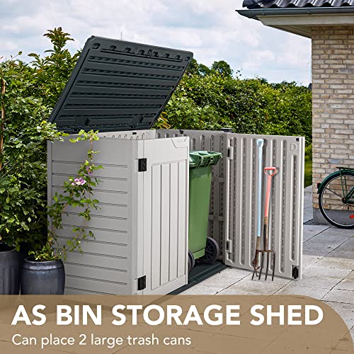 Devoko Resin Outdoor Storage Shed 34 Cu Ft Horizontal Outdoor Storage Cabinet Waterproof Patio Tools Storage Box for Sofa Cushion