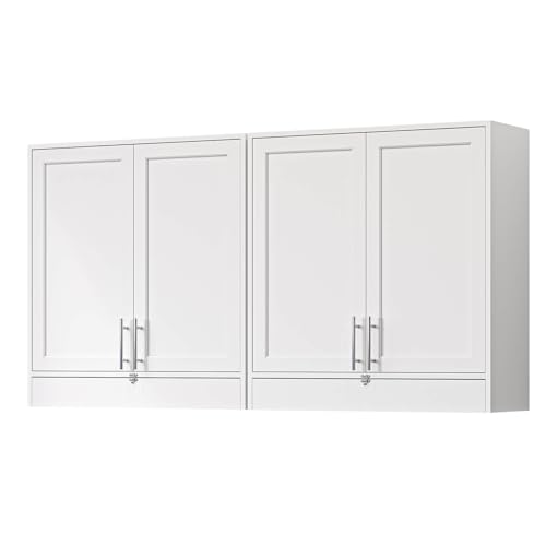Wall Storage Cabinet - Kitchen Laundry Wall Amount Cabinet with Two Shaker Doors and Shelf, in Grey, 24'Wx2 Pcs