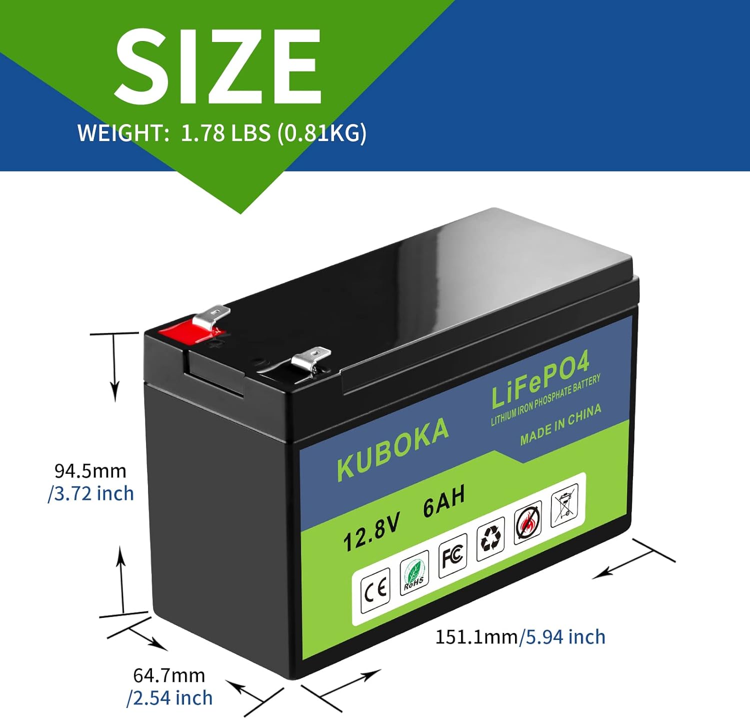12 Volt Battery - Lithium Battery - 12V 100Ah Lifepo4 Battery Replace SLA Battery | Built-in 100A BMS | Perfect for RV, Solar, Marine