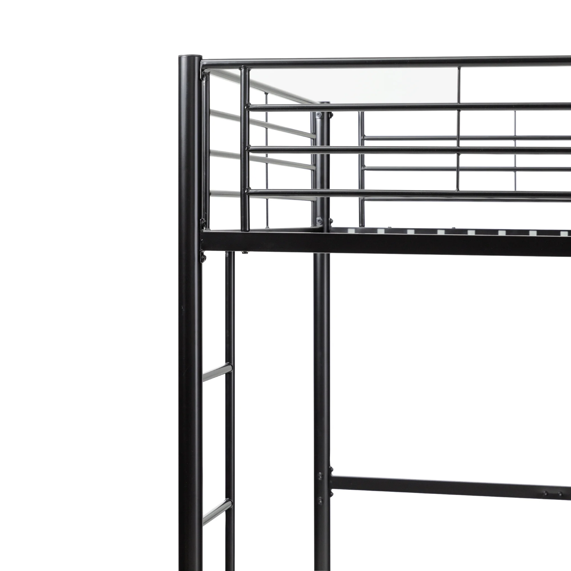Walker Edison Premium Traditional Twin Metal Loft Bed, Black