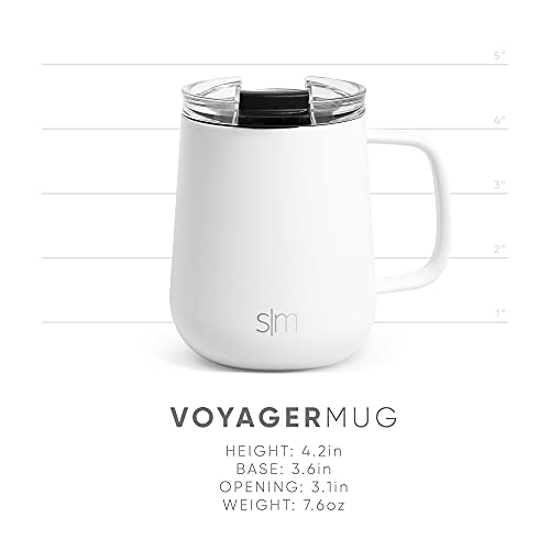 Simple Modern Travel Coffee Mug with Lid and Handle | Reusable Insulated Stainless Steel Coffee Tumbler Tea Cup | Gifts for Women Men Him Her |