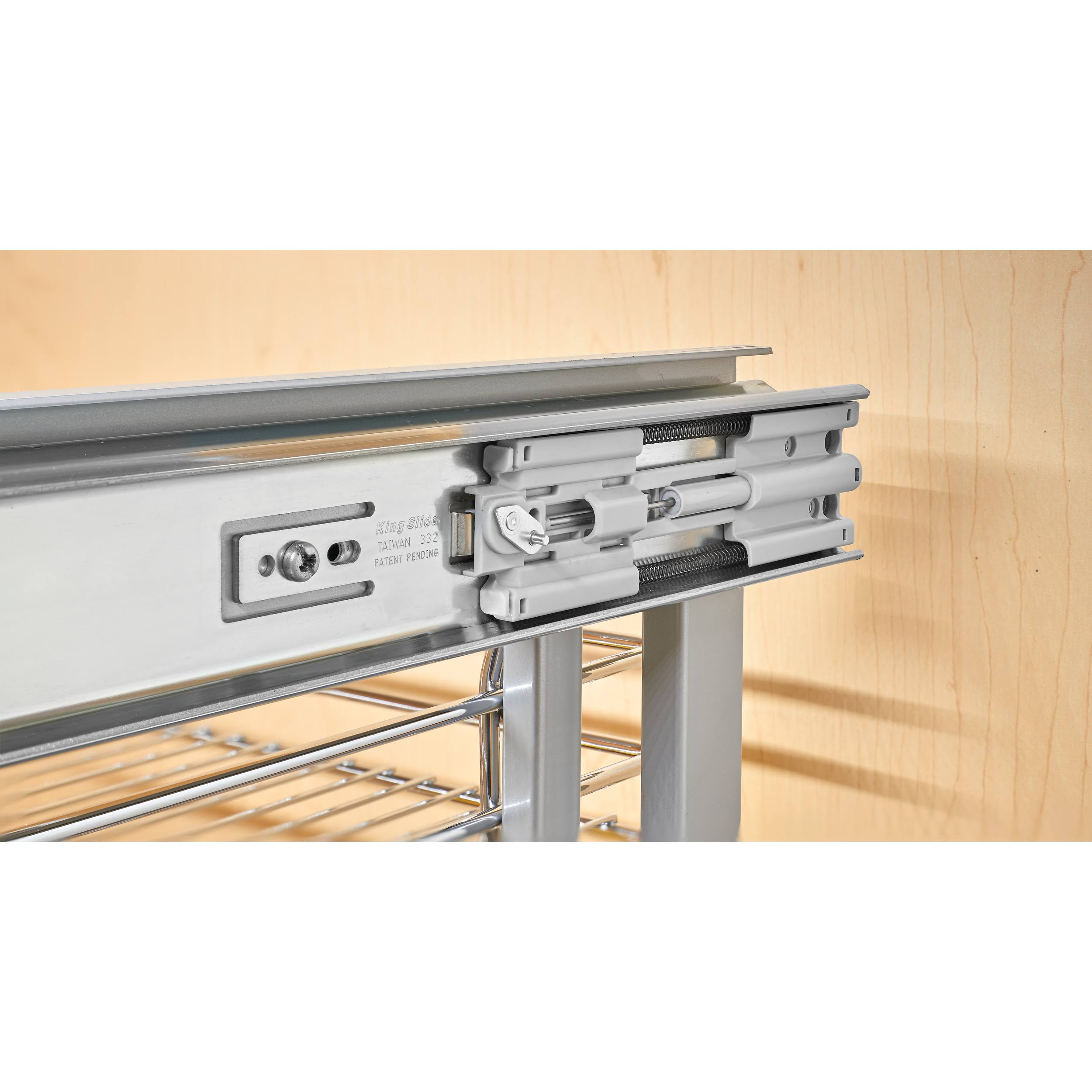 Rev-A-Shelf Corner Cabinet Pull-Out Chrome 2-Tier Basket Organizer