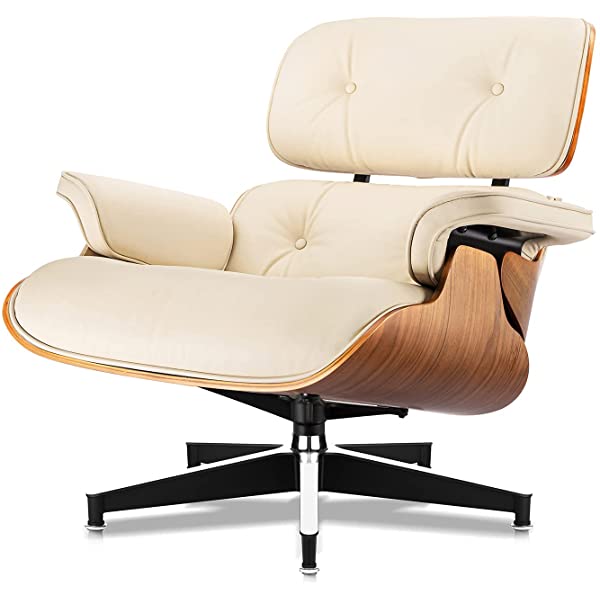 Mid Century Lounge Chair and Ottoman, Modern Chair Classic Design, Top Grain Leather Palisander Wood, Heavy Duty Base Support for Living Room, Study