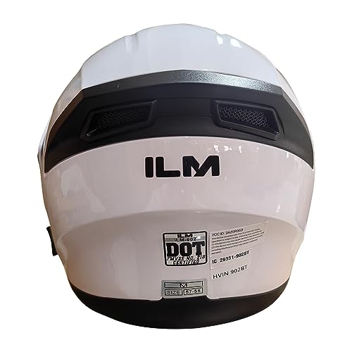 ILM Bluetooth Motorcycle Helmet Modular Flip up Full Face Dual Visor Mp3 Intercom FM Radio DOT Model 902BT(Matte Black, Large)