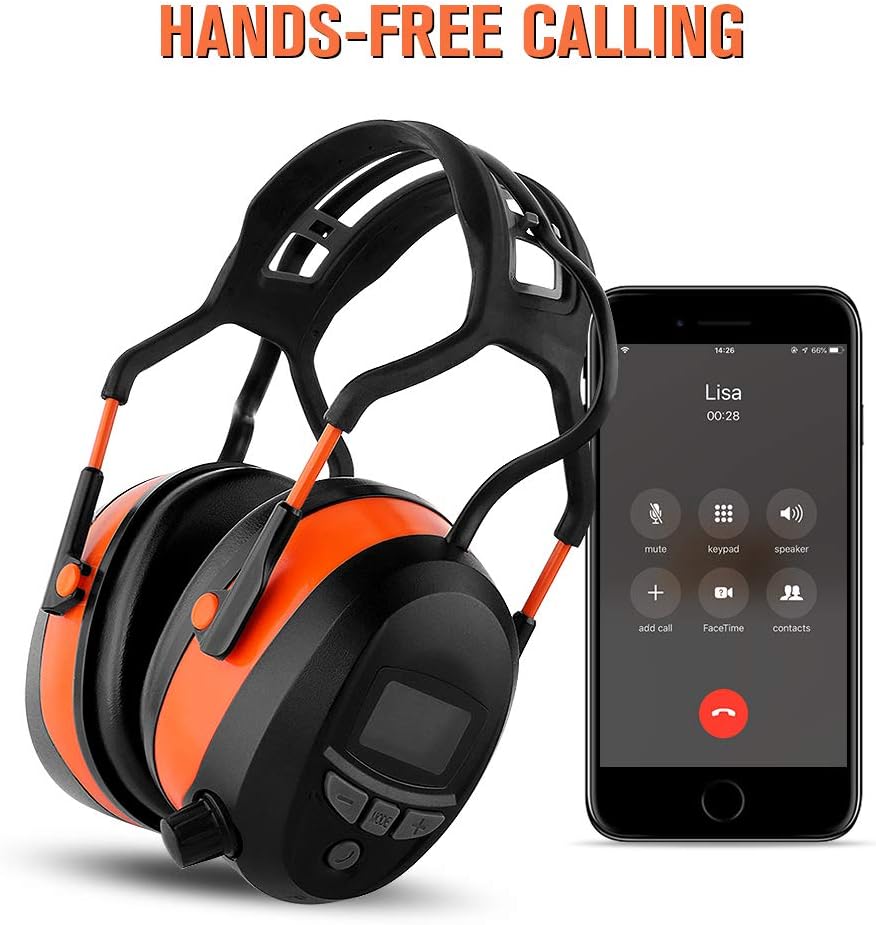 FM MP3 Bluetooth Radio Headphones Wireless Cancelling Headphones with 4GB Memory Card Built-in Mic Electronic Noise Reduction Safety Ear Muffs