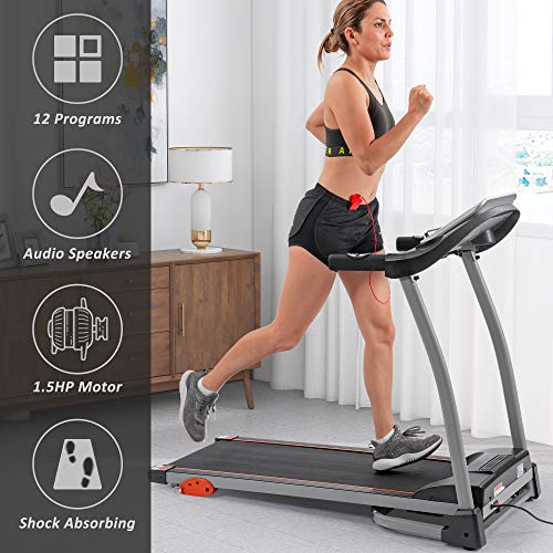 Foldable Treadmill, 2.5 HP Portable Compact Treadmill with Incline LED Displays, 7.5MPH Treadmill Walking Pad Load Capacity 220LBS for Home Office