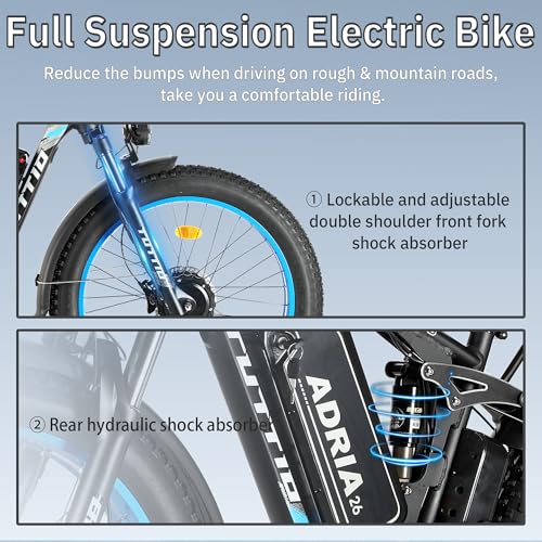TUTTIO Electric-Bike for Adults-Men, Dual-Motor-Ebike 40-46MPH-Hunting-Ebike, 52V 30AH Long Range Dirtbike, 26" Fat-Tire-Electric-Bicycle