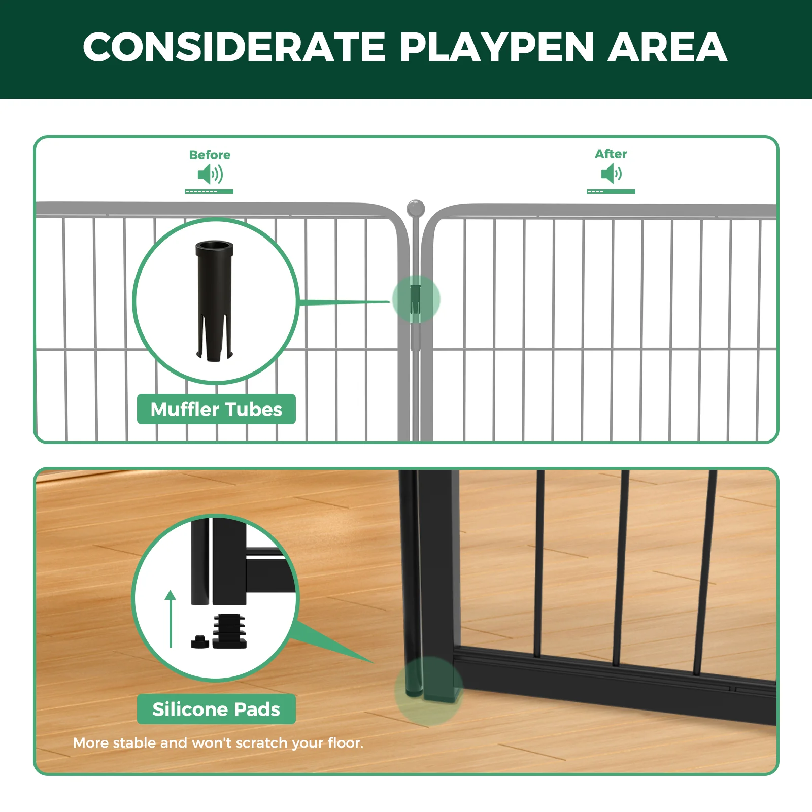 FXW Homeplus Dog Playpen Indoor, 8 Panels 32" Height Dog Fence Exercise Pen for small Dogs