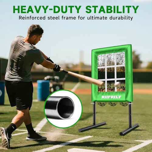 Heavy-Duty 9 Hole Baseball Pitching Net with Pitching Target Pockets, Regulation Size Strike Zone