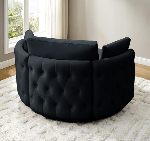 51.5-Inch Oversized Swivel Accent Barrel Chair with Storage Ottoman ,Button Decor and 4 Pillows