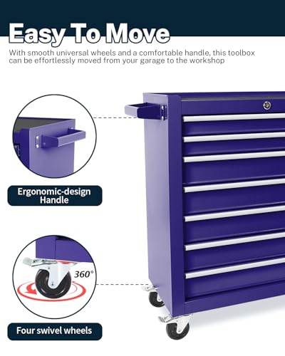 5-Drawer Rolling Tool Chest, Modular Tool Cabinet with Brake Casters & Removable Drawers, Workshop Toolbox Cart for Factory/Garage, Black