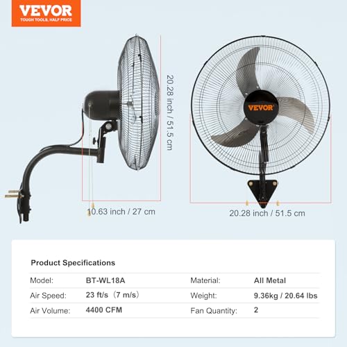 VEVOR Industrial Wall Mount Fan