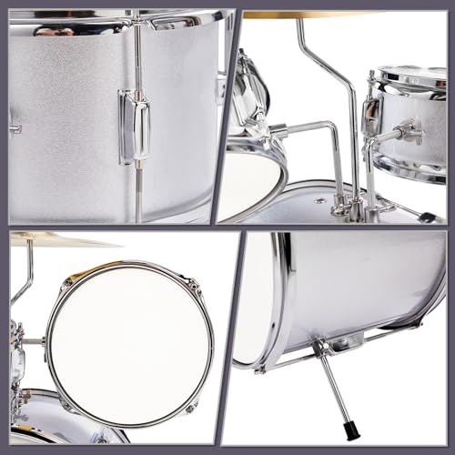 Ktaxon 5-Piece Complete Junior Drums Set, 14 Inch Beginners Drum Kit with Throne Stool, Pedal & Drumsticks, Kids Drums Musical Instruments W/Cymbal