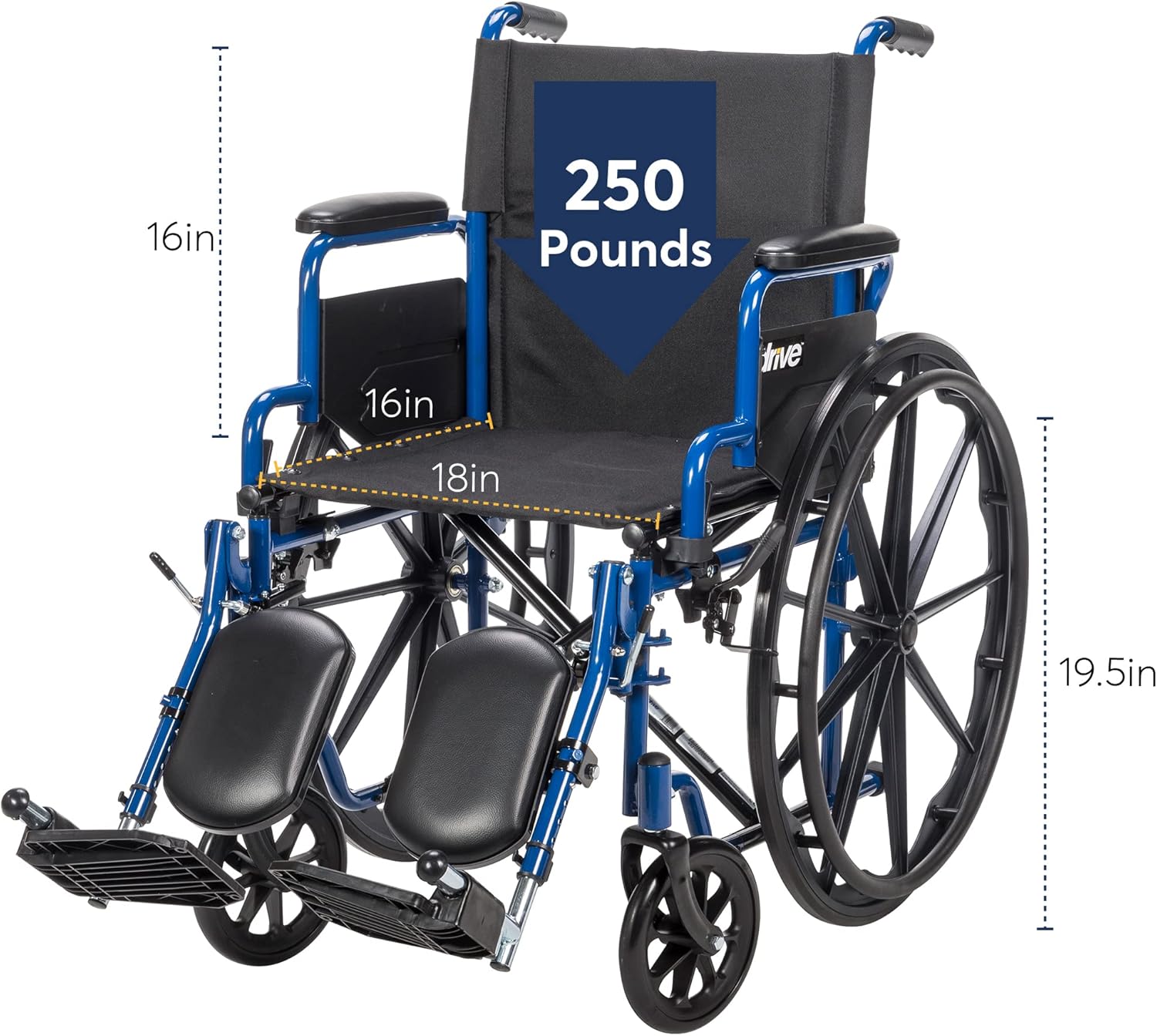 Drive Medical BLS18FBD-ELR Blue Streak Lightweight Wheelchair with Swing-Away Elevating Leg Rests and Flip-Back Arms & 14886 Skin Protection Gel "E"