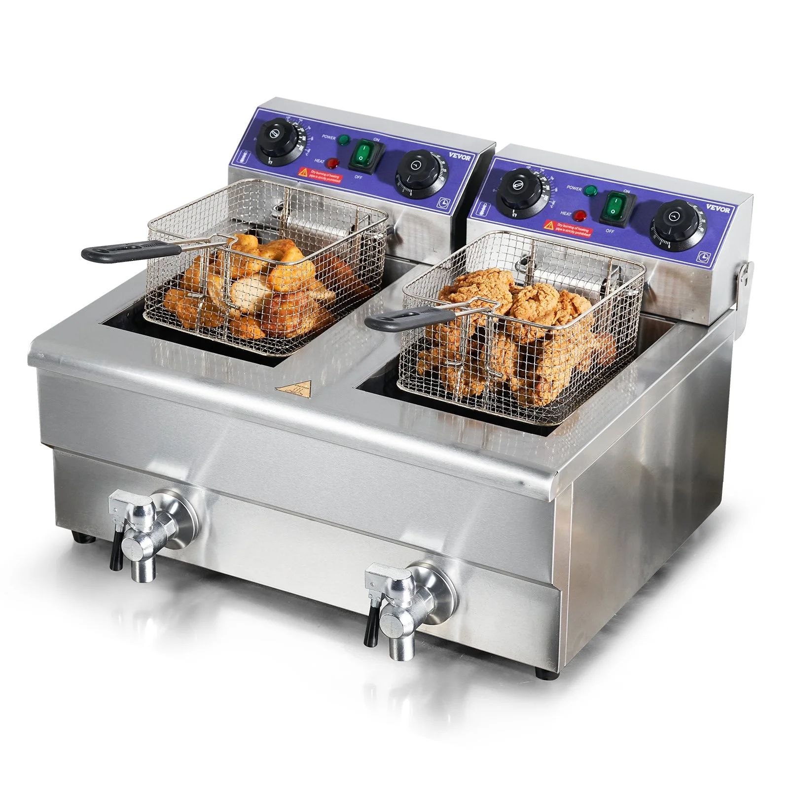 VEVOR Commercial Electric Deep Fryer - Dual Tanks, 3000W Countertop Fryer