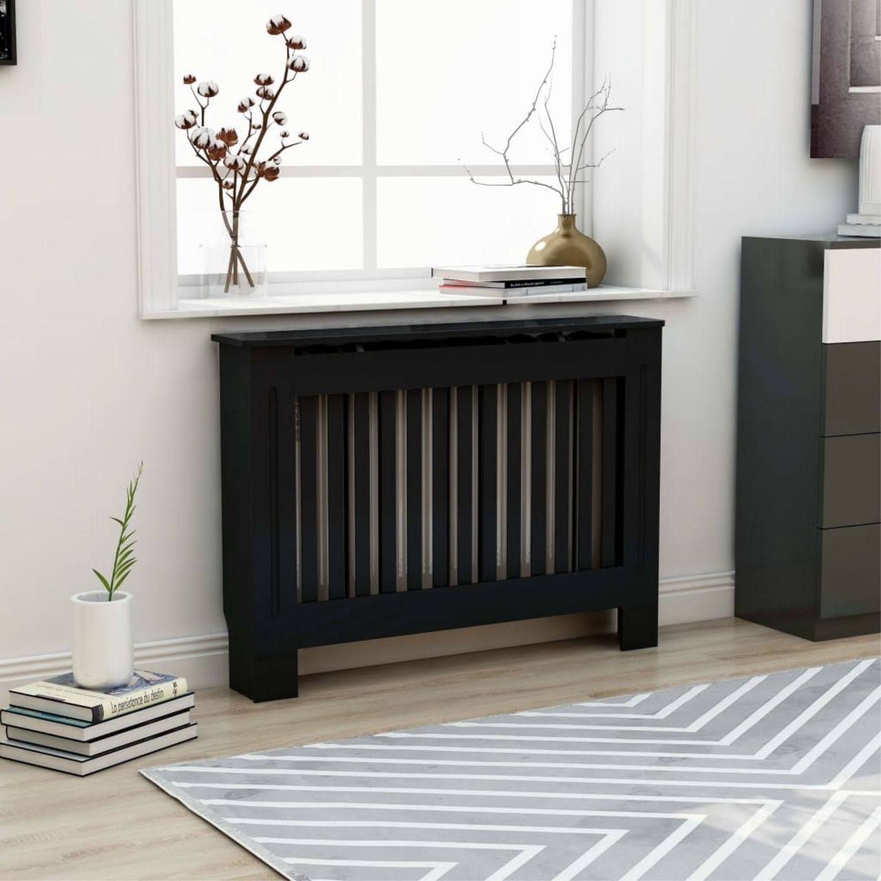 vidaXL Radiator Cover Black 44.1x22x7.5x22x31.9x22 MDF