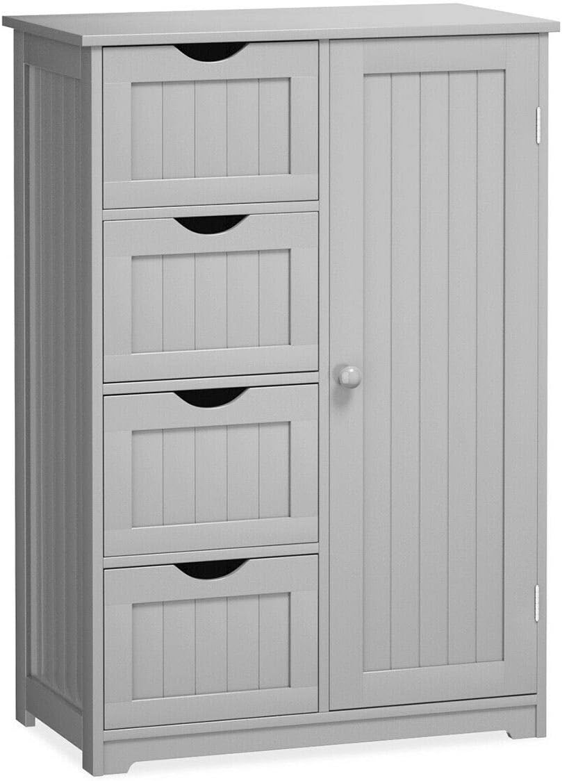 Elegant Design Multifunction Freestanding Bathroom Floor Cupboard Cabinet Storage Organize with 4 Drawer Adjustable Sturdy Durable for Toilet