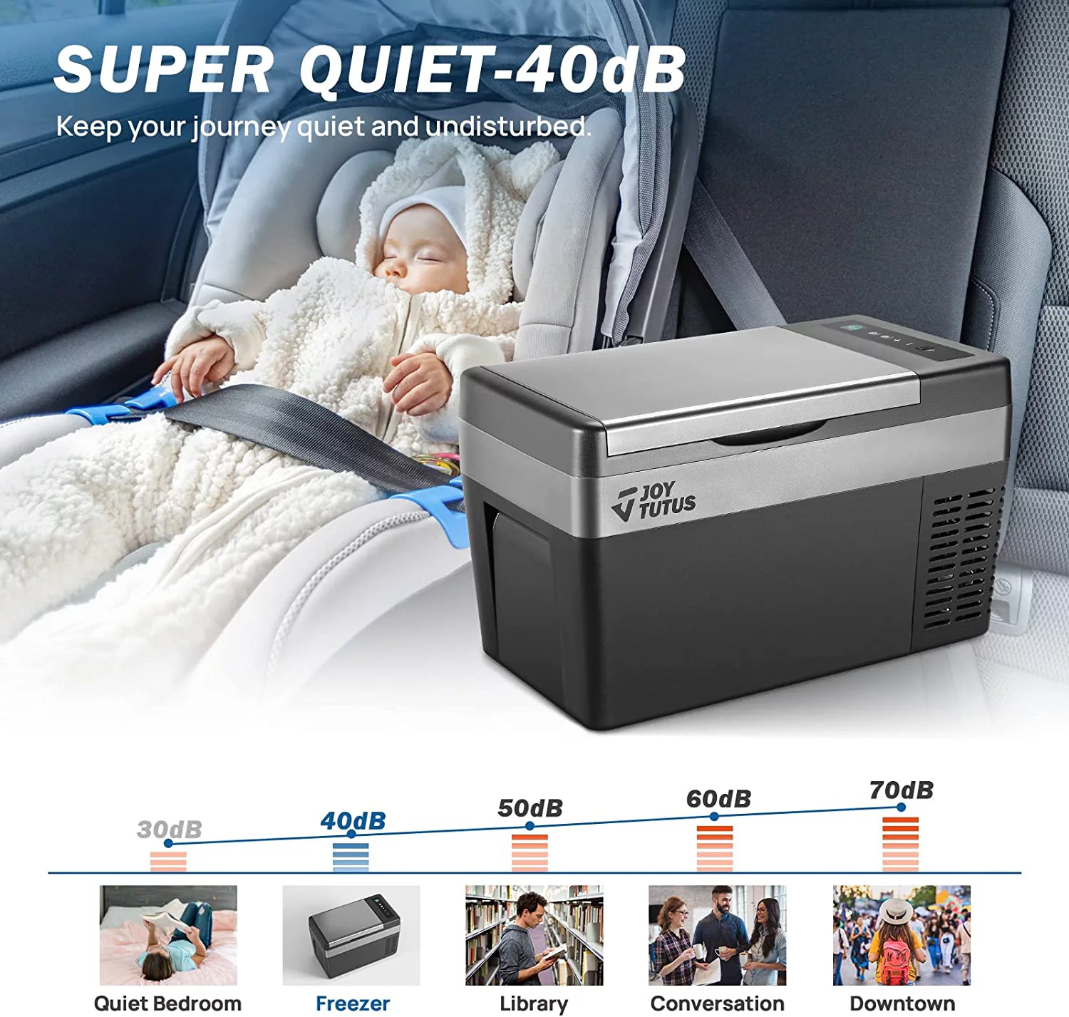 JOYTUTUS 25L Portable Car Refrigerator 26 Quart Cooler Compact RV Fridge 12/24V DC Cord and 110V AC Electric Freezer Compressor for Driving Travel