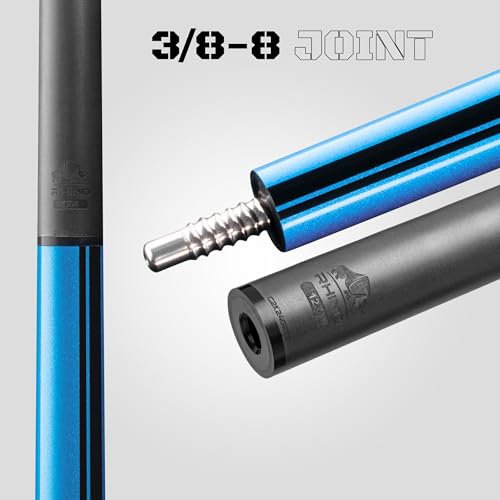 RHINO Nebula 2 Pool Cue - 100% Carbon Fiber Shaft & Composite Butt. Time Crystal Tip, Pro Taper Design, 12.4 mm,12.8 mm. 3/8-8 Joint